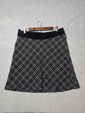 Vtg Maternity Plaid Skirt M black Academia Preppy